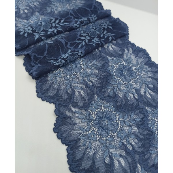 Кружево эластичное синие цветы 19 см (KS-95)